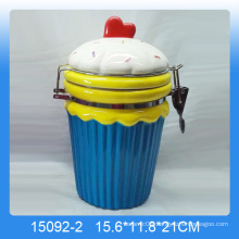 Wholesale cute container,ceramic containers with lids in ice cream shape